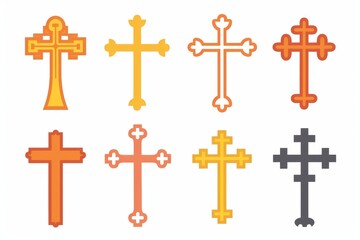Fototapeta premium Cross icon, christianity religion symbol, christian sign, cross shape, church emblem, catholicism symbol
