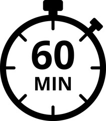 Minute timer icon - The indicates the limited cooking time or deadline. Shortest time stopwatch vector icon black and white.