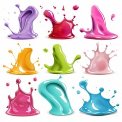 Slime toy icon, mucus symbol, color acrylic paint, cream splash, elastic goop, viscous elastic paste