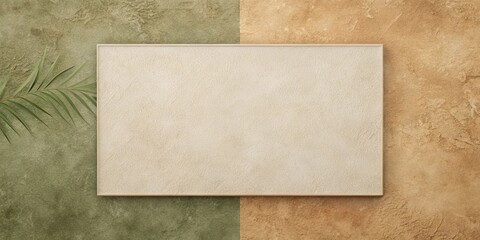 Simple Neutral Background with Blank Frame and Tropical Leaf