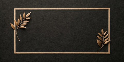 Elegant gold leaf sprigs frame a dark background, creating a sophisticated design element for various applications.