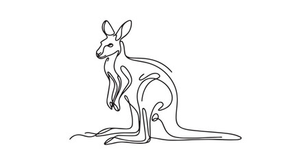 Continuous one single minimal line drawing kangaroo