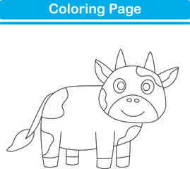 Funny cartoon cow. Coloring pages. Vector illustration