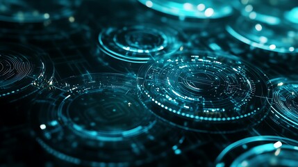 Cryptocurrency digital coins with futuristic financial background 