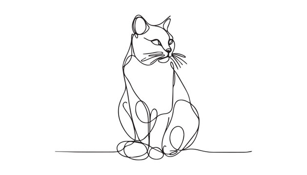 recommend clip art: Continuous one single minimal line drawing kitten