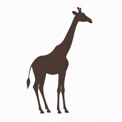 Fototapeta premium A minimalistic giraf silhouette in profile, featuring clean lines and a long neck on a plain white background
