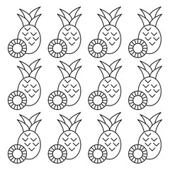 Decorative pattern showcasing pineapples and their slices in a repetitive design