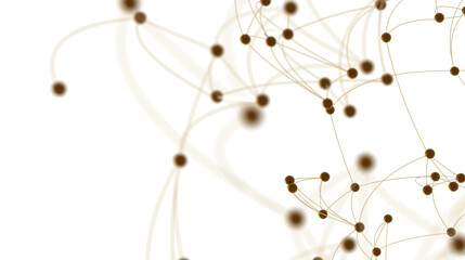 Abstract Network Connection Concept with Golden Spheres