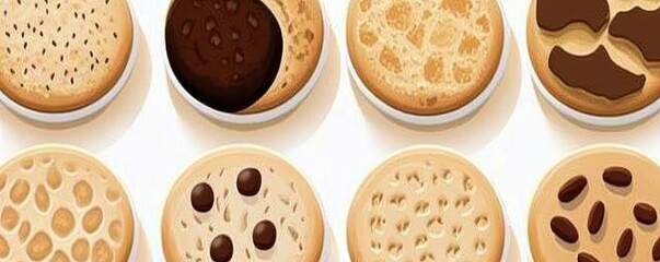 Delicious cookie variety showcase bakery food photography bright studio top view sweet treat exploration