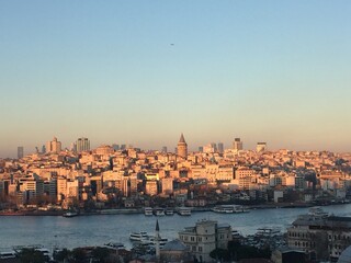istanbul sea and city view with galata tower