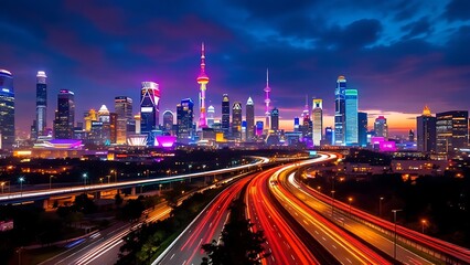 Fototapeta premium Neon line project