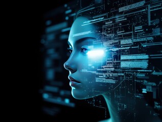 Exploring the Intersection of Humanity and Technology Through a Futuristic Portrait of a Woman