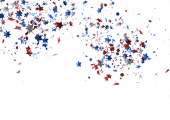 Confetti - Festive background with confetti in the shape of Confetti in the color of the American flag. US independence day.
