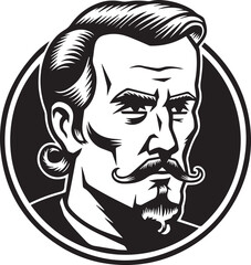 black and white portrait of a person with a tattoo silhouette of vector on white background