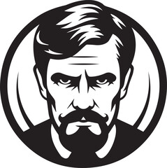 black and white portrait of a person with a tattoo silhouette of vector on white background