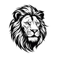 Obraz premium Black and white lion face logo
