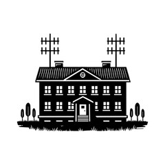 Obraz premium Simple Vector Icon of a barracks – Logo Design Illustration