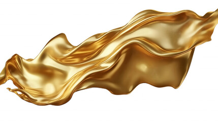 A gold fabric with a wave pattern is displayed on a white background