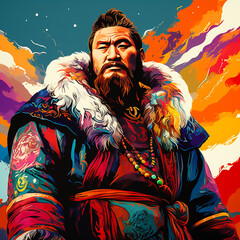 Fototapeta premium The indigenous tribes wear colorful costumes and thick clothing to protect from the cold.