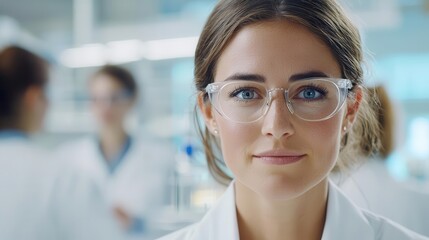 A team of researchers in a lab discussing data, symbolizing collaboration in life science innovation and production