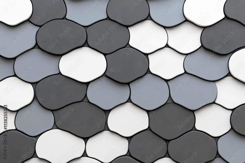 Poster A bold, modern design of overlapping fence shapes, arranged in a pattern and rendered in shades of gray for a sleek aesthetic