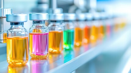 Rows of vials being labeled by automated machines, emphasizing efficiency in biopharma manufacturing