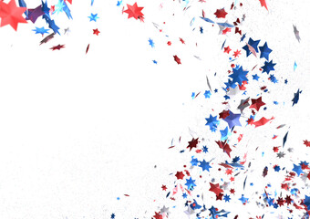 Confetti - Festive background with confetti in the shape of Confetti in the color of the American flag. US independence day.
