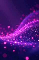 Obraz premium Digital purple particles wave and light abstract background with shining dots stars