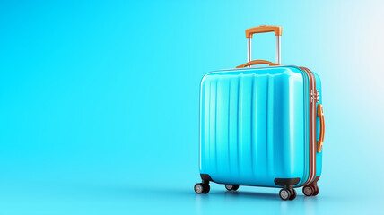 Modern Travel Luggage on Vibrant Blue Background 