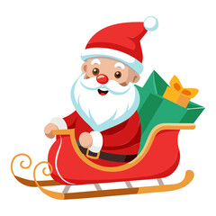 Christmas Santa Sleigh Vector: Isolated transparent background for Holiday Projects