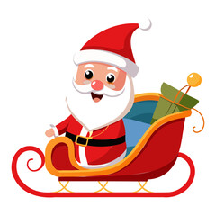 Christmas Santa Claus Sleigh vector illustration - silhouette Isolated on a transparent background