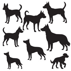 Dog and fox isolated silhouette