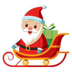 High-Quality Santa Sleigh Vector Silhouette on Transparent Background