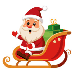 Christmas Santa Claus Sleigh vector illustration - silhouette Isolated on a transparent background