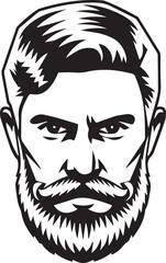 black and white portrait of a person with a tattoo silhouette of vector on white background