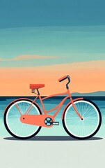 Beach cruiser sunset illustration