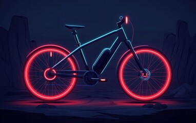 Fototapeta premium Futuristic electric bike with neon lights