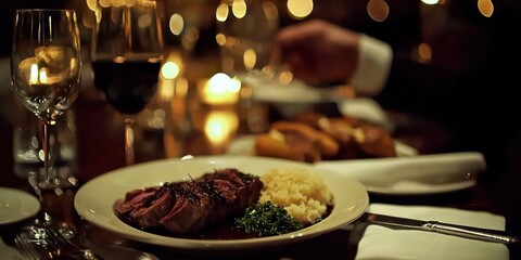 A person enjoying an expensive multi-course dinner at an upscale restaurant.