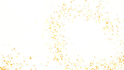 Banner with golden stars decoration. Festive border with falling glitter dust and stars.