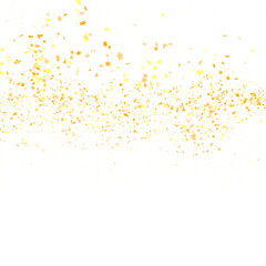 Banner with golden stars decoration. Festive border with falling glitter dust and stars.