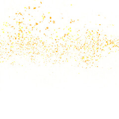 Banner with golden stars decoration. Festive border with falling glitter dust and stars.