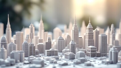 The blueprint showed skyscrapers. Construction concept. 3d illustration