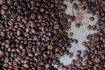 Roasted coffee beans for background