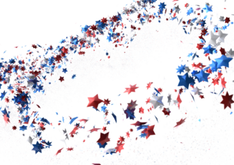 (Mehrere Werte)Confetti - Red white blue shiny confetti Confetti on white background, isolate, tricolor concept, PNG 3d