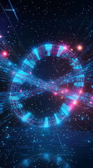 Obraz premium Artificial intelligence and digital universe visualization showcasing advanced technology in a cosmic background