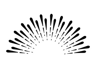 Sunburst firework explosion, bursting or light rays, linear drawing. Vector trendy hand drawn retro isolated design element