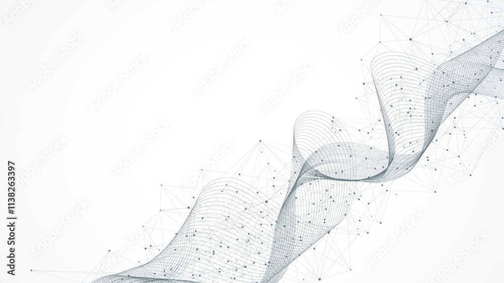 Aufkleber Abstract Big Data visualization digital network connection concept background. Artificial intelligence and engineering technology. Global network, Lines plexus, minimal array. Vector illustration.