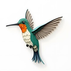 Obraz premium Hummingbird Clipart in Flight with Vibrant Colors, Isolated on White Background