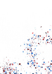 (Mehrere Werte)Confetti - Red white blue shiny confetti Confetti on white background, isolate, tricolor concept, PNG 3d