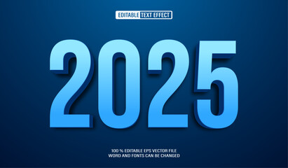 Editable 3d text style effect - Blue 2025 text effect Template